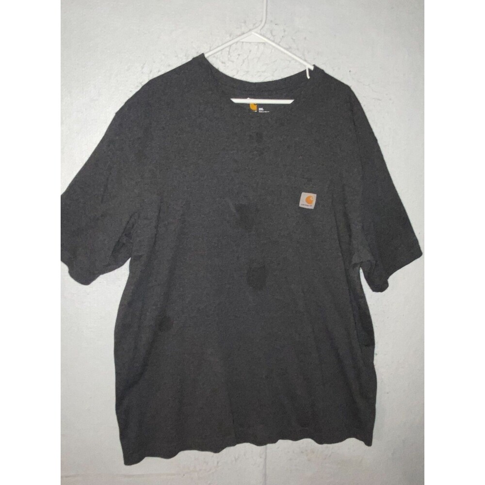 Men Carhartt Short Sleeve T Shirt Size 2XL Original Solid Gray Logo